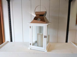 White &amp; Copper Lantern Large